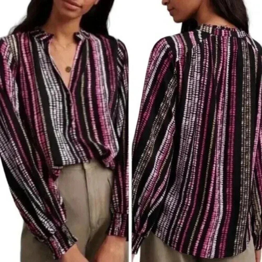 Maeve Blouse Anthropologie Colette Peasant Boho Flowy Balloon Sleeve Top Large